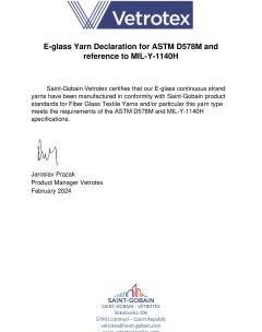 Declaration MIL-Y-1140H & ASTM D578M