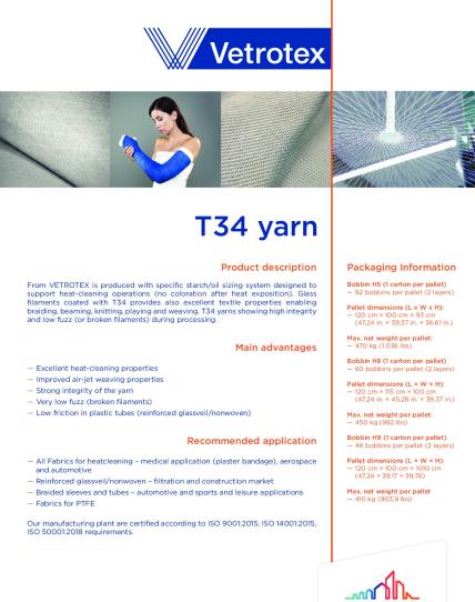 Vetrotex Sellsheet T34